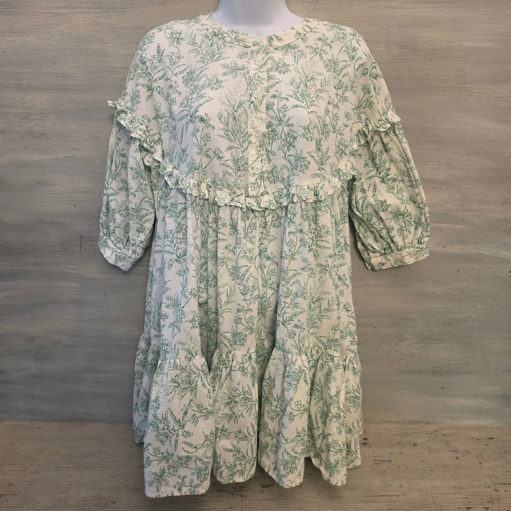 Bucket List Floral Print Flowy Tiered Multilayer Tunic Mini Dress Size Small GC